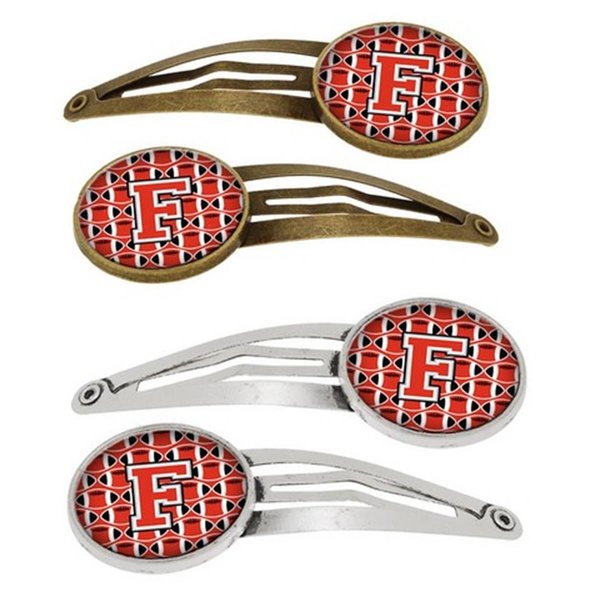 Carolines Treasures Letter F Football Scarlet and Grey Barrettes Hair Clips, Set of 4, 4PK CJ1067-FHCS4